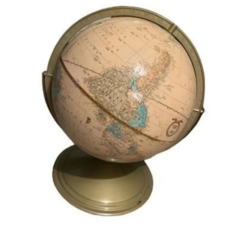 Vintage Cram’s Imperial World 12” Globe With Metal Base
